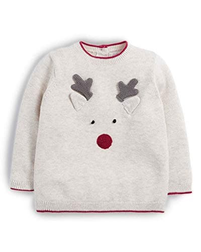 Image of Katies Playpen - Baby Best Buys Mamas & Papas Knitted Christmas Reindeer Jumper with 3D Antlers & Ears 100% Cotton - Newborn Brown
