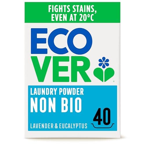 Image of Ecover Non-Bio Laundry Detergent Powder, Laundry Washing Detergent, Fresh Lavender and Eucalyptus Scent, 1 x 40 Washes, 1 x 3 kg,