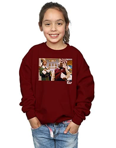 Image of Absolute Cult Elf Girls Christmas Store Cheer Sweatshirt Burgundy 7-8 Years