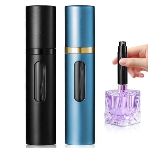 Image of xiaowanwan 2PCS 5ml Perfume Atomiser,Travel Perfume Atomiser Refillable for Handbag Pockets,Atomiser Perfume Spray Bottle for Women Men (5ml (black+blue))