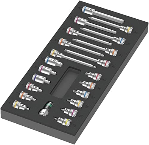 Image of Wera 05150113001 9723 Foam Insert Zyklop B 3/8" bit Socket Set 1, 22 Pieces, Chrome, Matt
