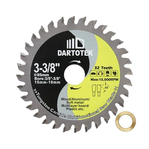 Image of DARTOTEK TCT Carbide Saw Blade 32T Tipped Teeth Circular Multi Material Cutting Disc with 15/10mm Washer for Wood Aluminium Plastic 85mm