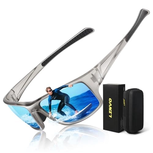 Image of LINVO Polarised Sports Sunglasses for Men,Thick Square Wrap Around 100% UV400 Protection Sun Glasses for Driving Fishing