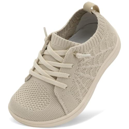 Image of JIASUQI Wide Barefoot Shoe for Toddler Boys Girls Little Kid Breathable Zero Drop Sneakers Minimalist Non-Slip Tennis Walking Shoes Outdoor(Khaki 30,UK Size 11)