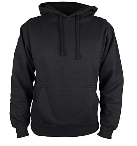 Image of Martes Clothing |1 Pack Mens Plain long sleeve Hoodie Fleece Pull-Over | Soft and comfy Adult Top Sweatshirt Hoodies | Work and longe wear | Non-zip Up | UniSex | 80% Cotton 20% Polyester (Black, XL)