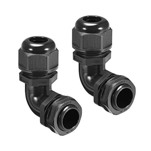 Image of sourcing map M20 Cable Gland, 90 Degree Waterproof IP68 Nylon Joint Adjustable Locknut for 6mm-11mm Dia Cable Wire, 2 Pcs