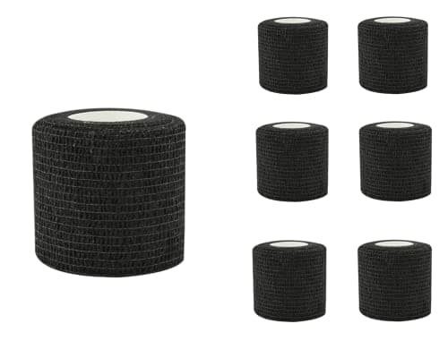 Image of 6 Rolls Self Adhesive Bandage Ankle Tape 5cm X 4.5m Wrist Elastic Bandage Sock Tape Football Goalkeeper Tape Vet Wrap (5cm*4.5m, Black)