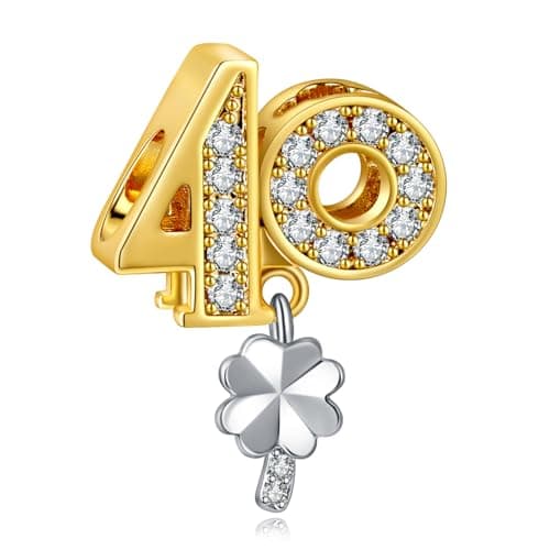 Image of Rimgoris 925 Sterling Silver Charm for women bracelets necklace Number 40 Dangle Charm Women Bracelet