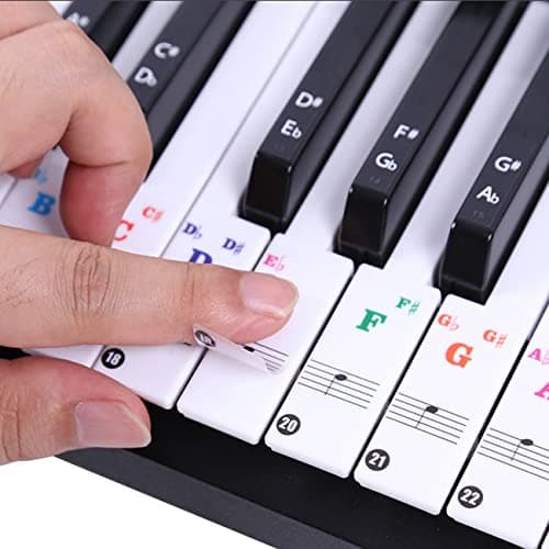 Image of Piano Keyboard Stickers for 37/49/54/61/88 White and Black Keys, Fansjoy Music Electronic Piano Keyboard Note Stickers for Kids Beginners, Transparent & Removable