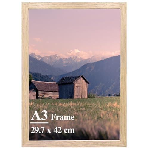 Image of A3 Picture Frame, Wooden Poster Frame, 29.7x42cm Photo Frames for Display Family Pictures Wall Gallery Photo Frames Wall Mounting Horizontally or Vertically (Light Oak)