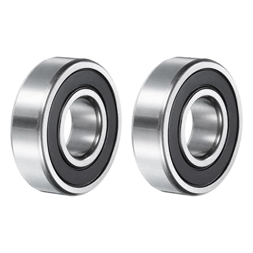 Image of sourcing map 6204-2RS Deep Groove Ball Bearings, 2pcs 20mm I.D x 47mm O.D x 14mm Thick C3 Double Rubber Sealed Chrome Steel (ABEC5, Black)