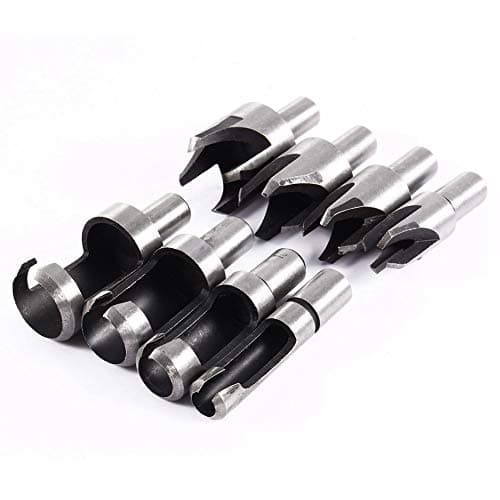 Image of 8-Piece Carbon Steel Wood Plug Cutter Set, Chamfered Drill Bits with Straight and Tapered Claw Design, 6mm-16mm Sizes
