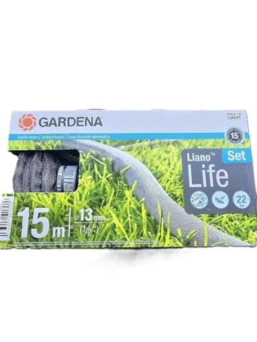 Image of Gardena Liano Life Textile Hose 1/2 inch, 15m: Highly flexible textile garden hose, with PVC inner tube, no kinking, lightweight, weather-resistant (18445-20) (Package may vary)