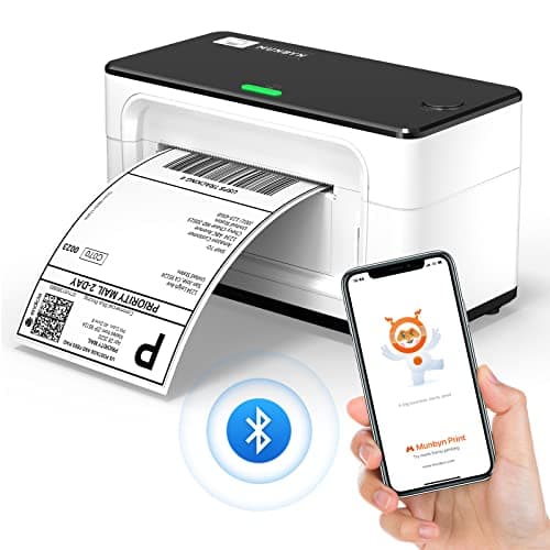 Image of MUNBYN Bluetooth Label Printer, Desktop Thermal Label Printer 4x6 for Shipping Postage Home Small Business, Compatible with Etsy, Shopify, Amazon, Royal Mail, FedEx, UPS, 941B, White