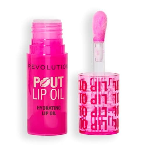 Image of Revolution, Pout Lip Oil, Nourishing Tinted Lip Oil, High Shine, Non-Sticky Finish, Vegan & Cruelty-Free, Raspberry Pink, 4ml