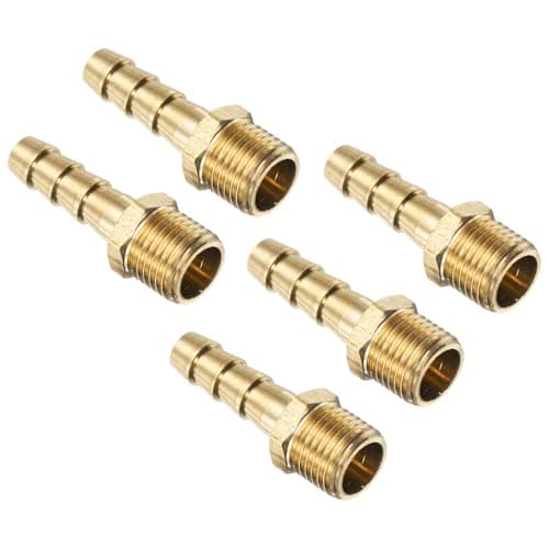 Image of sourcing map 5Pcs Brass Hose Barb Fittings Metric M10-1 Male to Barb Fit Hose ID 6mm Barbed Pipe Fitting Adapter Connector for Water Fuel Air