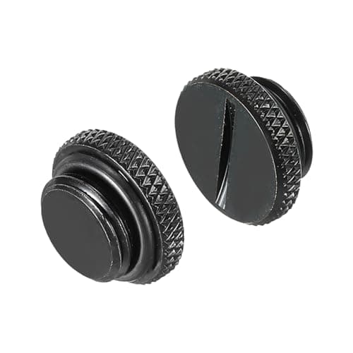 Image of sourcing map Computer Water Cooling Plug Fitting G1/4" Black for PC Water Cooling Systems with O-Ring Pack of 2