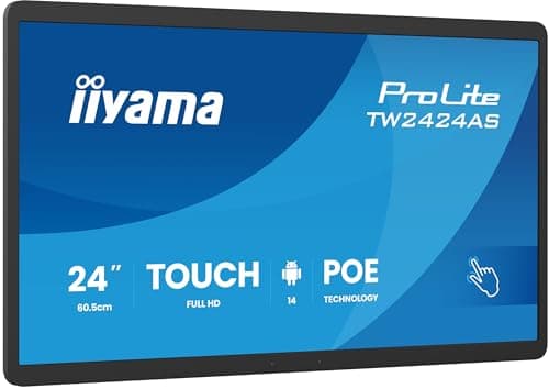 Image of iiyama Prolite TW2424AS-B3P 60.5 cm 23.8 Inch IPS LED Monitor Full HD 10 Point Multitouch Capacitive Android 14 USB-C Out Audio in USB 3.2/2.0 RJ45 PoE WiFi Bluetooth SD Slot Anti-Glare iiSignage² 24