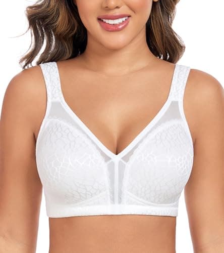 Image of Curyon Plus Size Everyday Bras for Women Minimizer Full Coverage Non Padded Wirefree White 38C