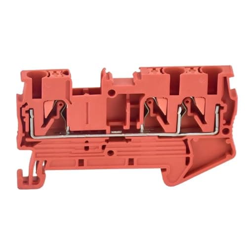 Image of 10Pcs PT 2.5-Twin Din Rail Terminal Block 3 Conductors Push in Spring Screwless Feed Through Wire Conductor Wire Connector(Orange)