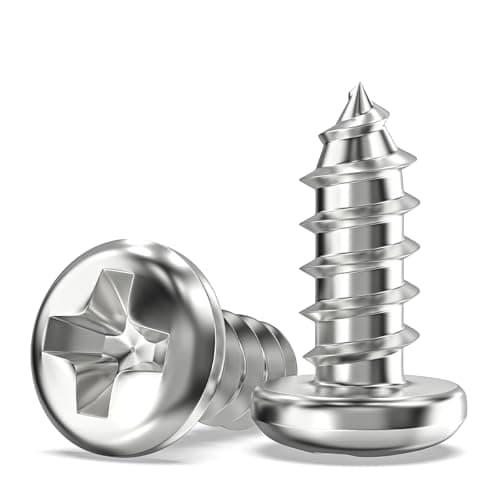 Image of Valorada 100Pcs M4 Screws for Wood, Metal, Plastic, M4 x 10mm Button Head Self Tapping Screws, Phillips Drive, 304 Stainless Steel, Full Thread