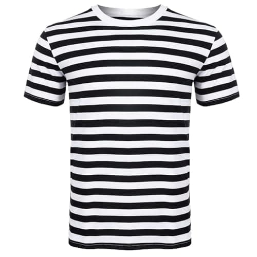 Image of ANZEE Men's Black & White Stripe T-Shirt Stylish & Comfortable Casual Wear for Adults Soft Lightweight and Breathable for All Day Comfort (UK, Alpha, XL, Black & White Pack of 1)