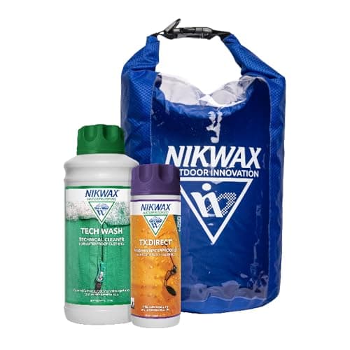 Image of Nikwax Outdoor Protection Kit - cleaning and waterproofing for clothing - includes: Tech Wash 1L | TX.Direct 300ml | FREE 10L Dry Bag