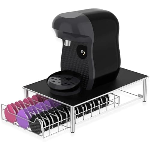 Image of ZENO Coffee Pod Holder for Tassimo Capsules | Holds 60 Coffee Pods | Kitchen Storage Drawer | Pod Drawer Dispenser | 2 In 1 Coffee Pod Holder & Coffee Machine Stand