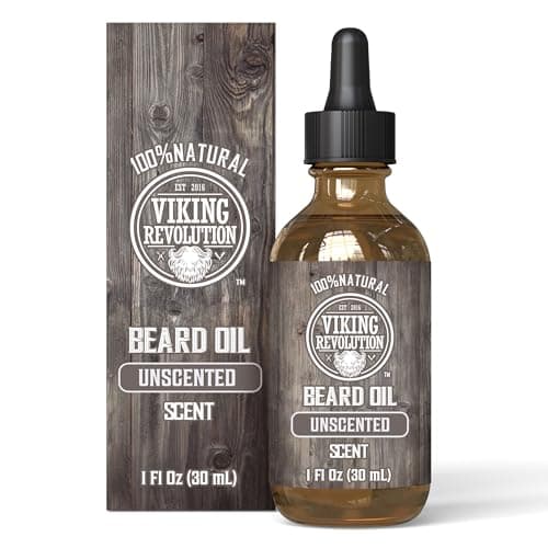 Image of Viking Revolution - Beard Oil - All Natural Variety Beard Oil For Men With Argan & Jojoba Oils - Softens, Smooths & Strengthens - Gifts For Men - Unscented - 30 ml