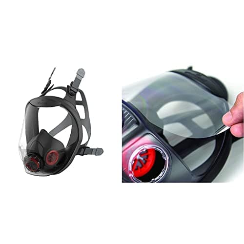Image of JSP Force10 Typhoon Full Face Mask - Medium BPB003-004-000 & Peel Off Visor Protector For Force10 Mask - Pack of 10 BPS050-000-000