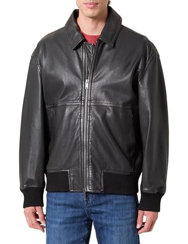 Image of BOSS Men's Joberg Leather Outerwear, 202 dark brown, 36