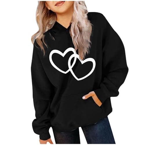 Image of Hoodies For Girls Age 9-10 Years Hooded Sweatshirts Casual Loose Oversized Jumper Printed Stylish Tops Jackets School Wear Birthday Gifts