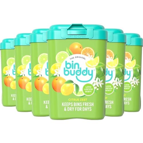 Image of Bin Buddy Citrus Zest, Pack of 6 - Leaves Your Bin Fresh and Smelling Great – Suitable for Indoor, Kitchen, Bathroom, Compost, Food Waste and Outdoor Wheelie Bins