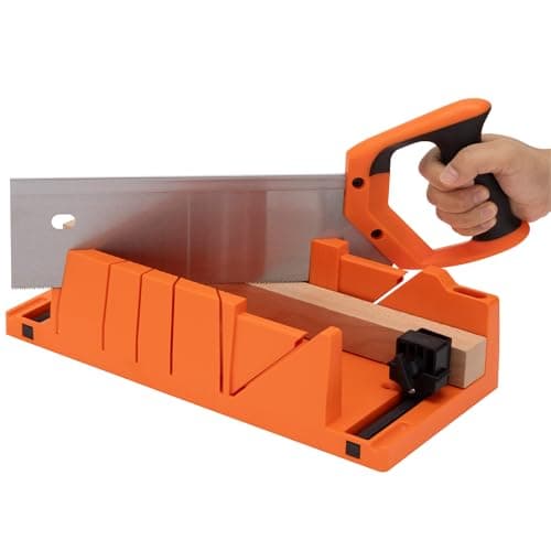 Image of Navaris Mitre Box with Saw - Mitre Box with 43cm (16.9") Hand Saw Cutter Tool Included for Cutting Wood and 2 Built-in Clamps for Secure Woodwork