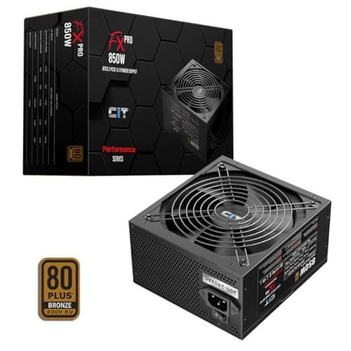 Image of CiT FX Pro Performance 850W PSU – ATX 3.1 & PCIe 5.1 Power Supply with 12V-2x6 Connector - Active PFC - Japanese TK Capacitors - 140mm Silent Fan - 80 Plus Bronze Certified | Black