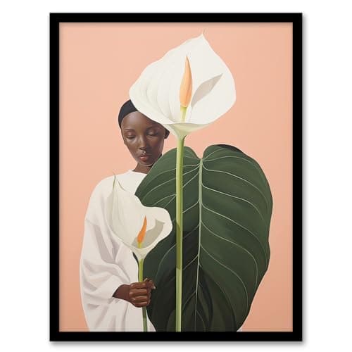 Image of Artery8 We Come in Peace Lily African Woman Portrait Artwork Framed Wall Art Print A4
