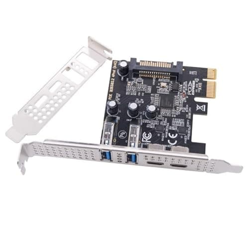 Image of CY Card USB3.1 Gen1 5Gbps Dual Type-A & Type-C USB-C Female to PCI-E Express 1x Card Adapter uPD720201 with Low Profile Bracket