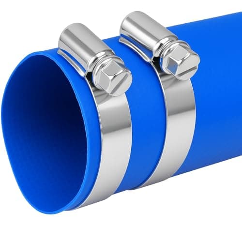 Image of 76mm (3") Diameter Layflat Discharge Hose Pipe Compatible with Submersible Water Pump – Blue PVC Reinforced with Polyester– Includes 2 Clips 1 Metre (3.3ft)