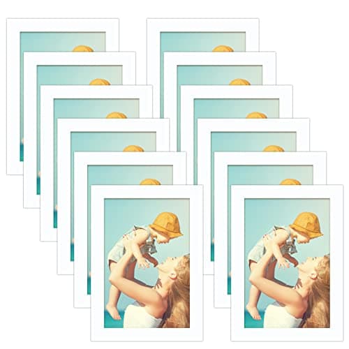 Image of RLAVBL 6x4 Picture Frames Set of 12, White Magnetic Photo Frames 4x6 with Self Adhesive Backing for Window, Tile Wall, Fridge, and Door