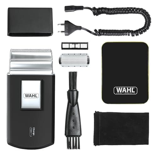 Image of Wahl Pocket Travel Shaver - Compact Rechargeable Electric Shaver for Men, Beard Trimmer With Flex Foils, Close Cut - Small for Travelling, Black