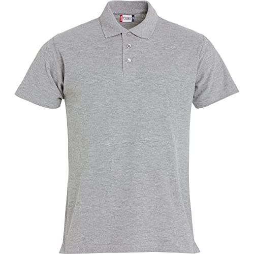 Image of Clique Mens Basic Melange Polo Shirt, Grey, XL, Short-Sleeved, Turn Down Collar, 3 Button Placket, 190gsm