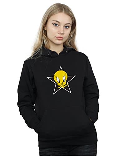 Image of LOONEY TUNES Women's Tweety Pie Star Hoodie Medium Black