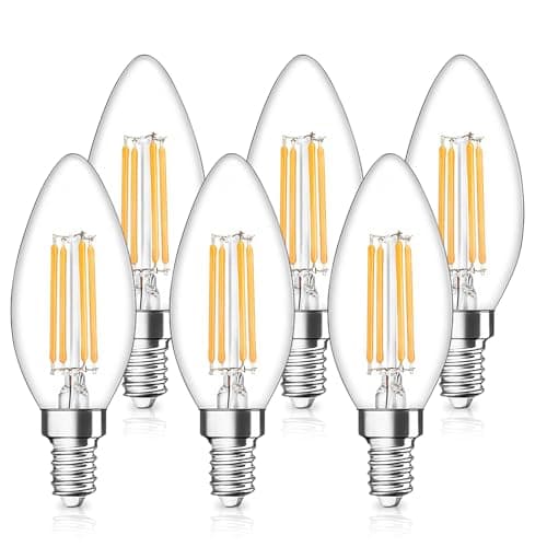 Image of hautllaif 6 Pack E14 LED Candle Bulb,SES Small Screw Vintage Edison Bulb, 4W Equivalent 40W, Warm White 2700K,C35 Clear Filament Light Bulb,Non-Dimmable
