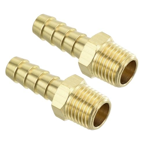 Image of sourcing map Brass Hose Barb Fittings 2pcs 5/16" Barb x 1/4" NPT Male Brass Barb Pipe Fitting for Water Fuel Air