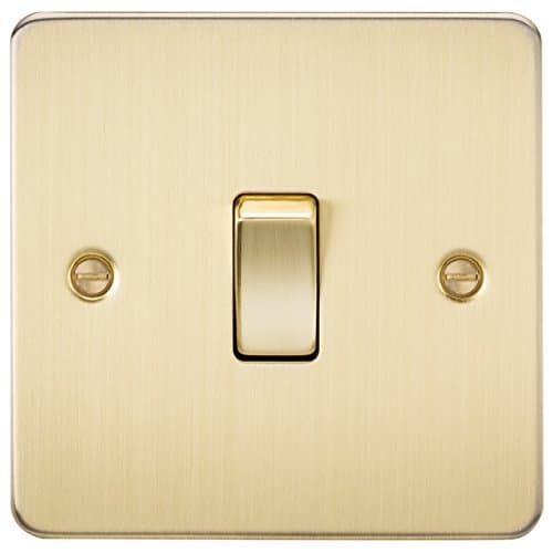 Image of Flat Plate 10AX 1G 2 Way Switch - Brushed Brass