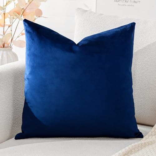 Image of Artscope Luxury Velvet Cushion Covers Super Soft Decorative Square Throw Pillow Covers Case Cushion Covers for Sofa Couch Bedroom Car Decor 45x45cm Navy Blue