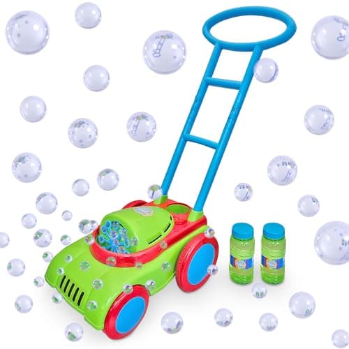 Image of Bubble Mania Bubble Lawn Mower Toy - Friction Powered, No Batteries Required - Bubble Mower For Kids - Garden Toys - Kids Toy Bubble Lawnmower - Toddler Outdoor Garden Toys For 2 Year Olds Plus