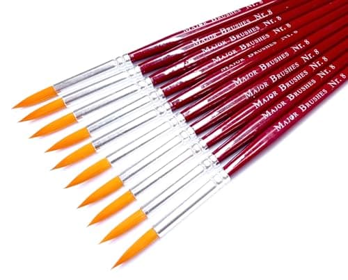 Image of Major Brushes Sable Substitute Brush Size 8 - Set of 10