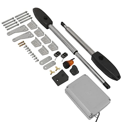 Image of Electric Swing Gate Opener, with 2 Remote Controls, Heavy Duty Dual Wing Automatic Door Operating Kit, 300kg Per Arm, Driveway, Fence, Garage, Garden, Home, Free Flashing Safety Beacon