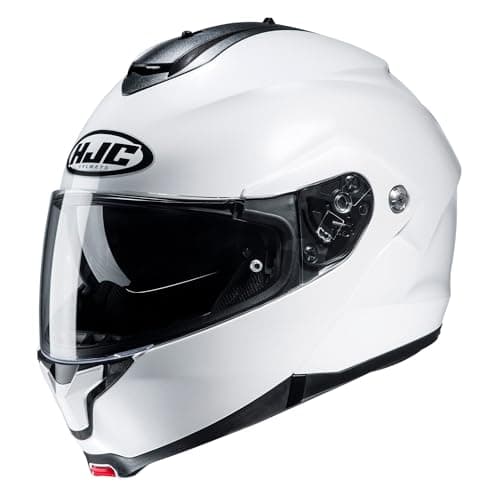 Image of HJC C91N Plain Modular Flip Front Motorcycle Helmet Pearl White (XL)